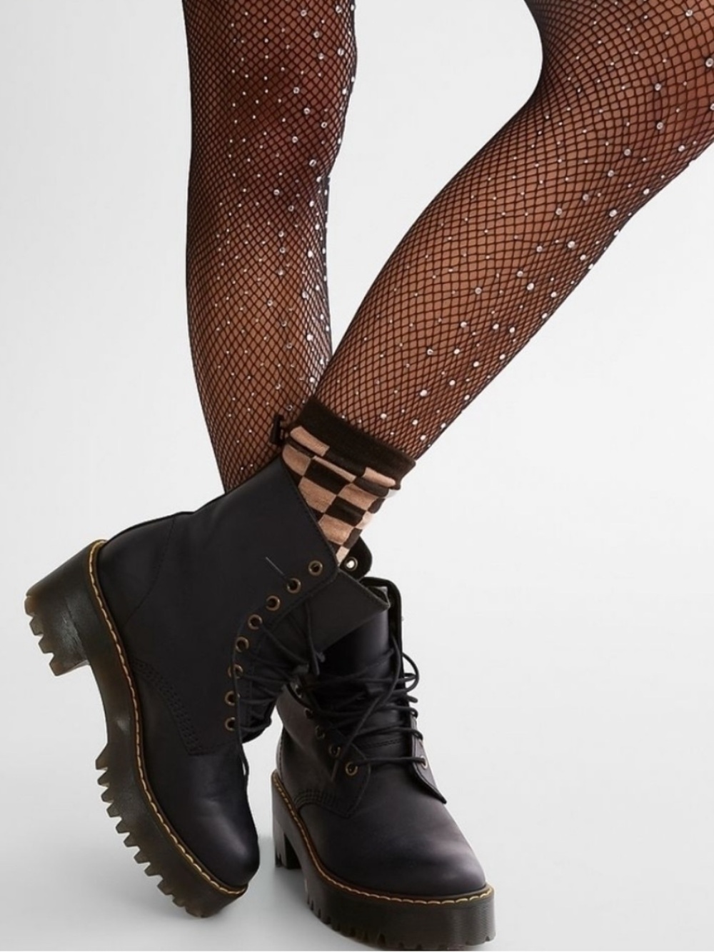 Free People Black Fishnet Glitter Rhinestone Tights Bedazzled One Size NEW
